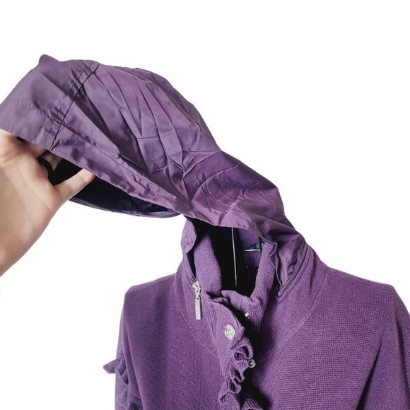 ESCADA SPORT Mock Neck Knee-Length jacket. Purple. Small - Picture 7 of 12